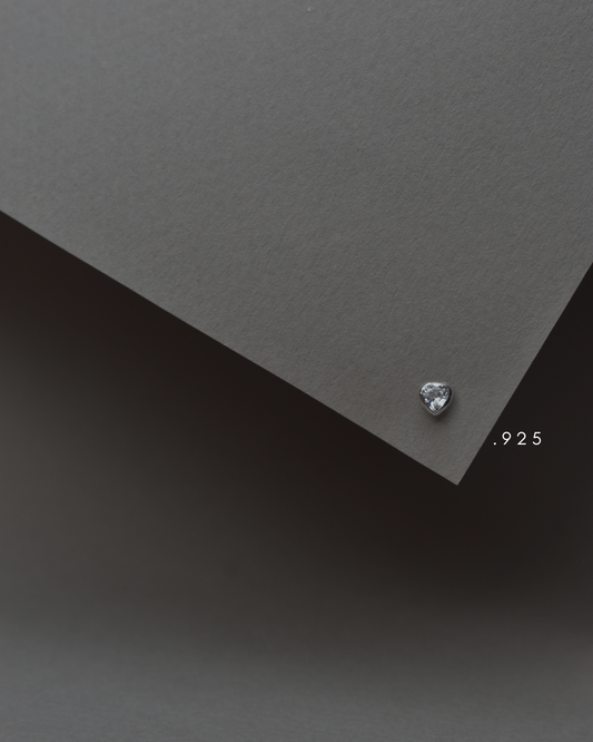 Moon Heart Zirconia Metal Piercing Silver .925