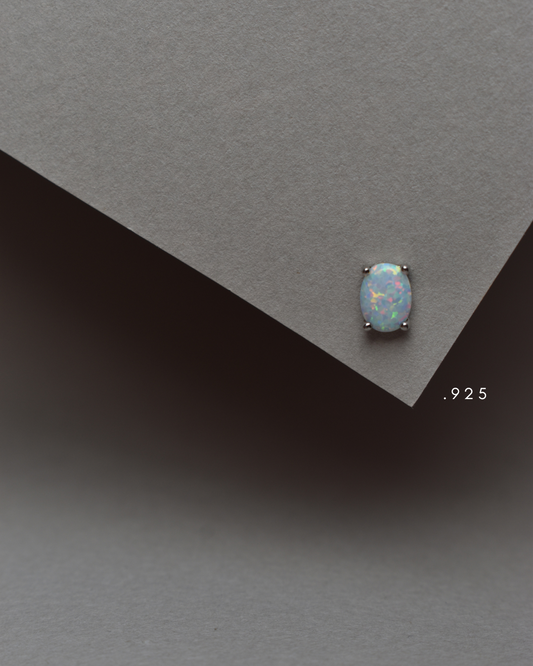 Opal Moon Metal Earring Silver .925