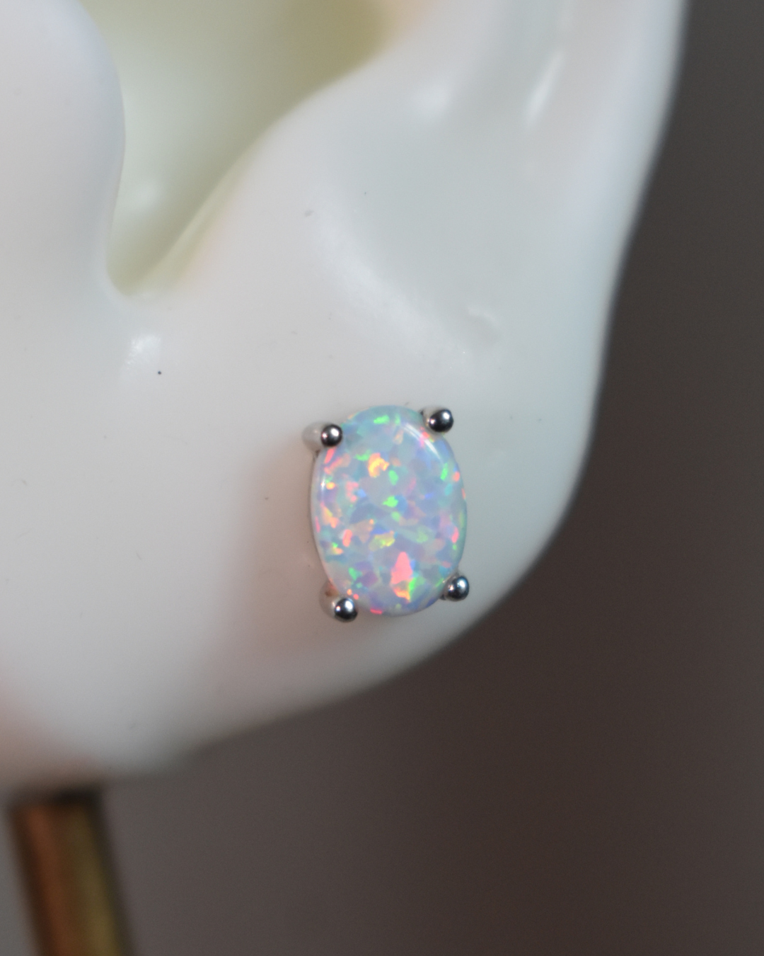 Arete Metal de Luna Ópalo Plata .925