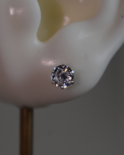 Arete Metal de Luna Diamante Zirconia Plata .925