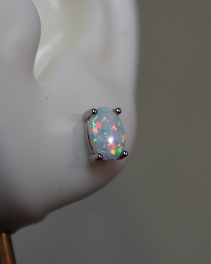 Arete Metal de Luna Ópalo Plata .925